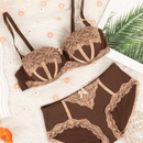 NEW Conjunto de bra push-up con costillas sexi y braguitas triangulares de mujer con cable y bloque de color