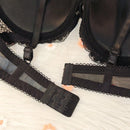 NEW Conjunto de sujetador negro sexy de encaje para mujer con aros que realza el busto