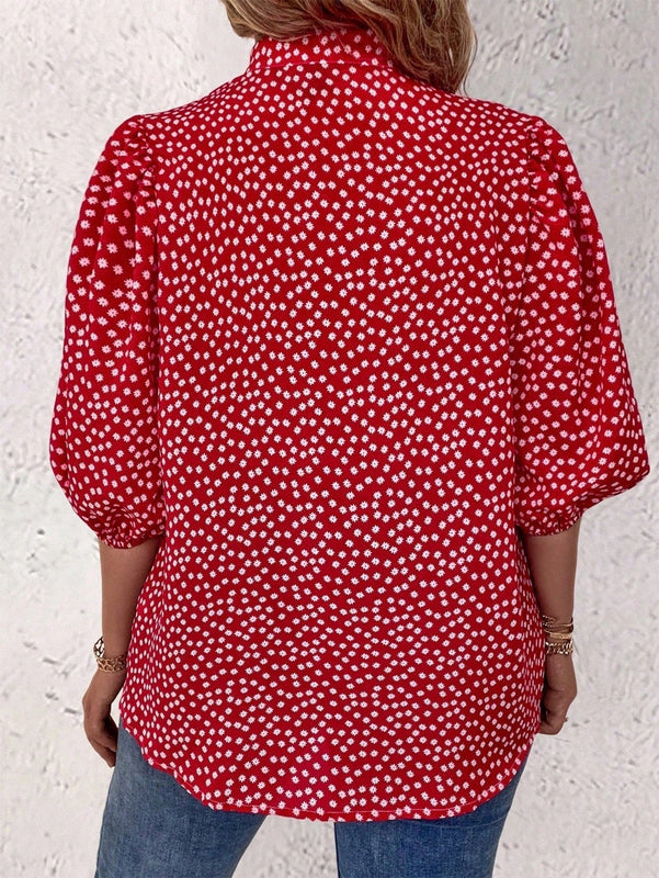 Clasi Camisa casual de manga media con boton individual y estampado floral para uso diario