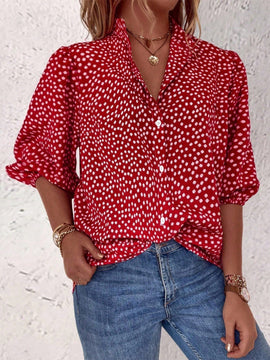 Clasi Camisa casual de manga media con boton individual y estampado floral para uso diario