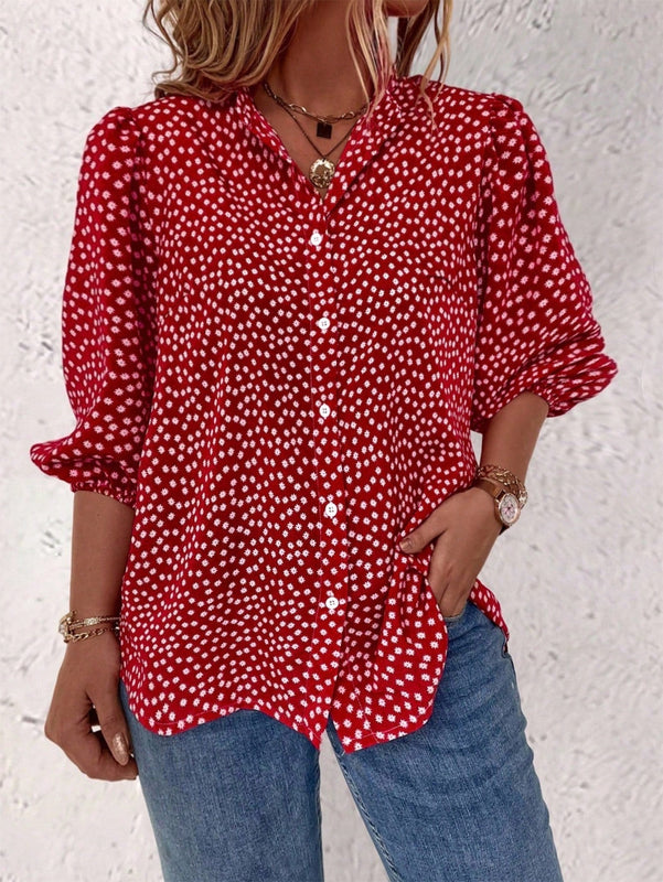 Clasi Camisa casual de manga media con boton individual y estampado floral para uso diario