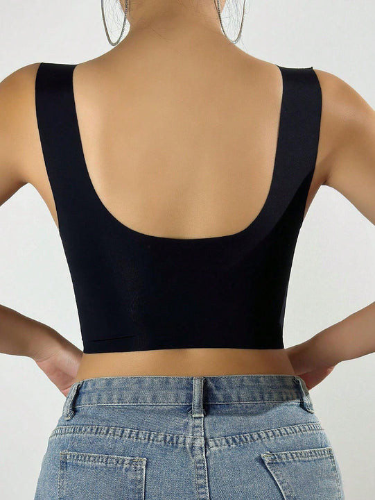 Sosten sin alambre con diseno de estampado de hojas y detalles de malla para levantar el busto y prevenir la flacidez