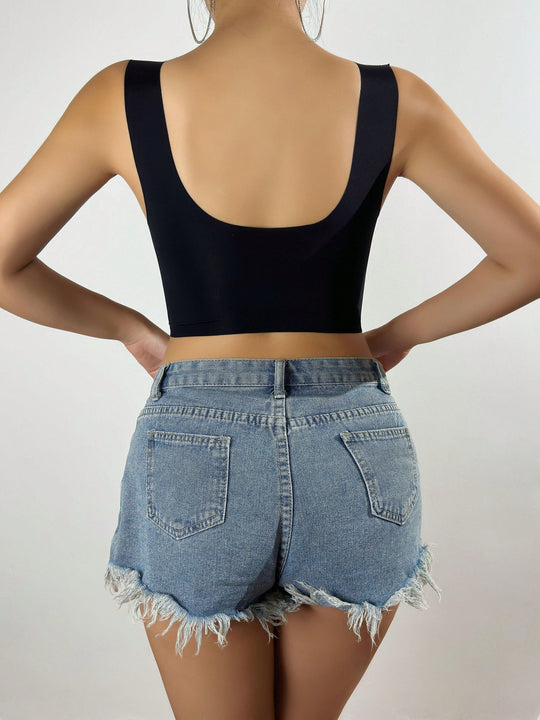 Sosten sin alambre con diseno de estampado de hojas y detalles de malla para levantar el busto y prevenir la flacidez