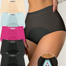 Conjunto de 5 piezas de ropa interior sin costuras de seda helada transpirable para mujer, pantis de triangulo de cintura alta a prueba de fugas con agujeros de malla