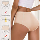 Conjunto de 7 piezas de ropa interior triangular sin costuras de malla transpirable de seda helada para mujeres, adecuado para el periodo menstrual y con cintura alta, funcion de control de abdomen y ajuste comodo a prueba de fugas
