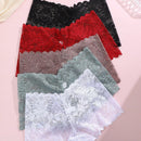 Conjunto de 5 piezas de braguitas de encaje completo de unicolor para mujer, comodas y transpirables, con angulo plano y ropa interior sexy transparente