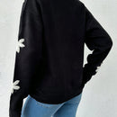 Tall cardigan casual de talla grande con flores bordadas