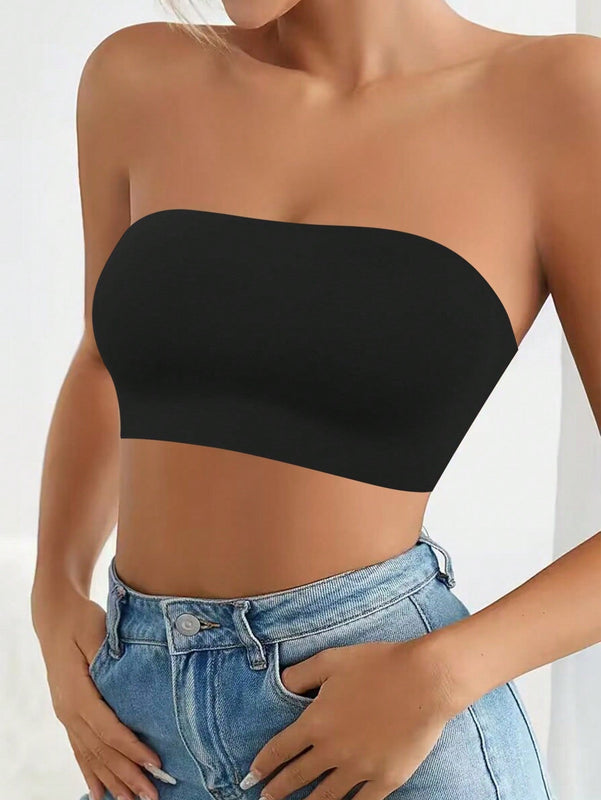 NEW Sujetador inalambrico sin tirantes para mujer con tiras transparentes extraibles y correas con letras, 3 formas de uso. Sujetador elastico sin costuras ni deslizamiento.