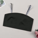 NEW Sujetador inalambrico sin tirantes para mujer con tiras transparentes extraibles y correas con letras, 3 formas de uso. Sujetador elastico sin costuras ni deslizamiento.