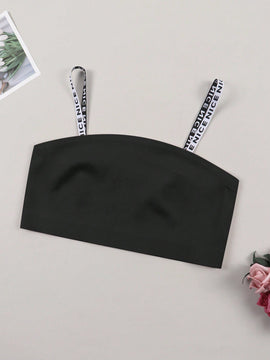 NEW Sujetador inalambrico sin tirantes para mujer con tiras transparentes extraibles y correas con letras, 3 formas de uso. Sujetador elastico sin costuras ni deslizamiento.