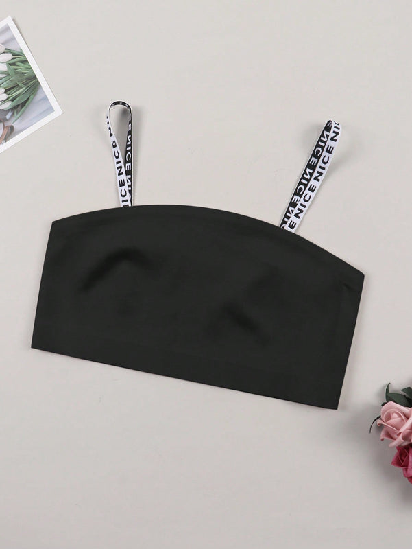 NEW Sujetador inalambrico sin tirantes para mujer con tiras transparentes extraibles y correas con letras, 3 formas de uso. Sujetador elastico sin costuras ni deslizamiento.