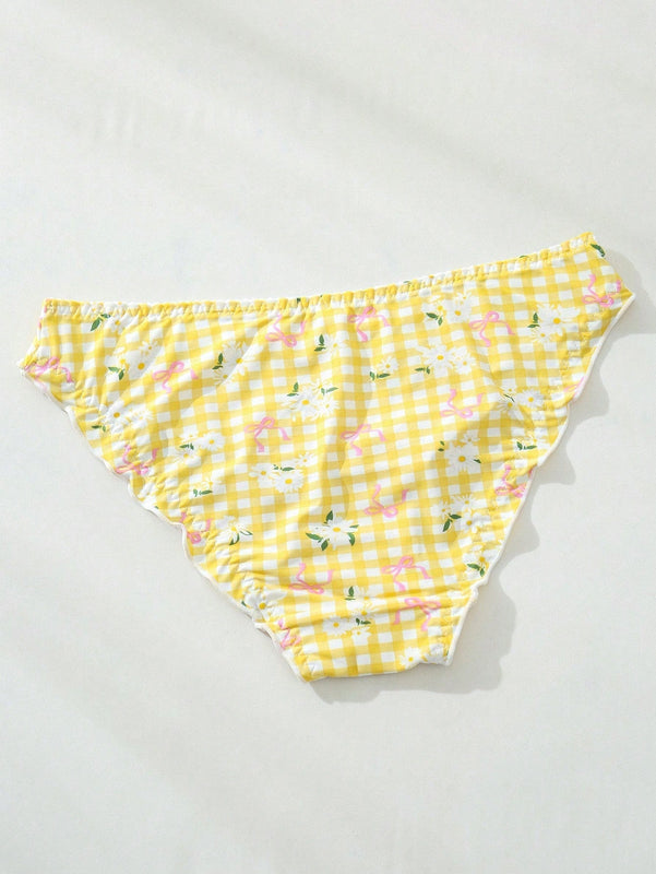 Pantis de triangulo con estampado de cuadros y mono para mujer