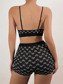 Conjunto de sujetador sexy sin costura en forma de corazon para mujer, conjunto de lenceria de alta elasticidad
