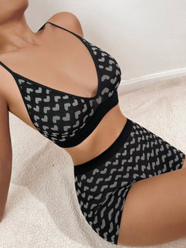 Conjunto de sujetador sexy sin costura en forma de corazon para mujer, conjunto de lenceria de alta elasticidad