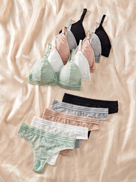 Set de 10 piezas de sujetadores comodos y sexys sin tirantes con encaje