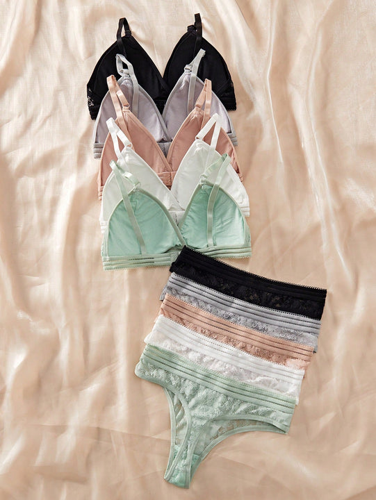 Set de 10 piezas de sujetadores comodos y sexys sin tirantes con encaje