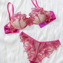 NEW Conjunto de lenceria romantica bordada de malla para uso diario con braguitas