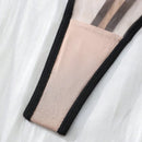 Conjunto de sujetador y bragas con cierre frontal y bordado romantico con correas de hombro de cadena de metal