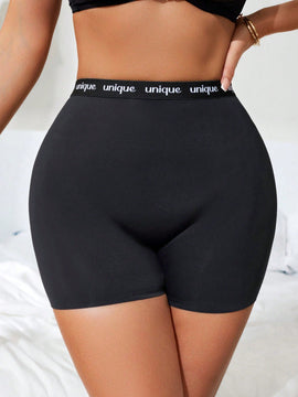 Ropa interior para mujer sin costuras, tejida y transpirable, pantalones cortos de seguridad para control abdominal y realce de gluteos con parche de letras, se vende por separado