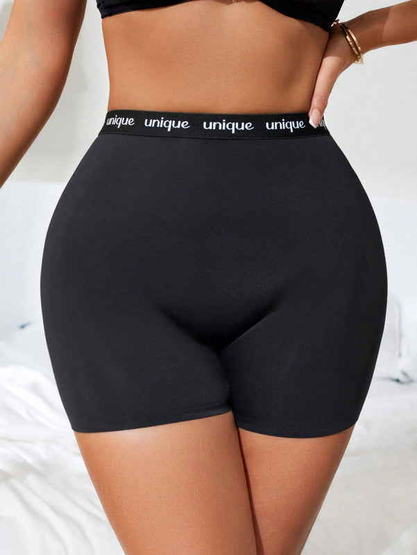 Ropa interior para mujer sin costuras, tejida y transpirable, pantalones cortos de seguridad para control abdominal y realce de gluteos con parche de letras, se vende por separado