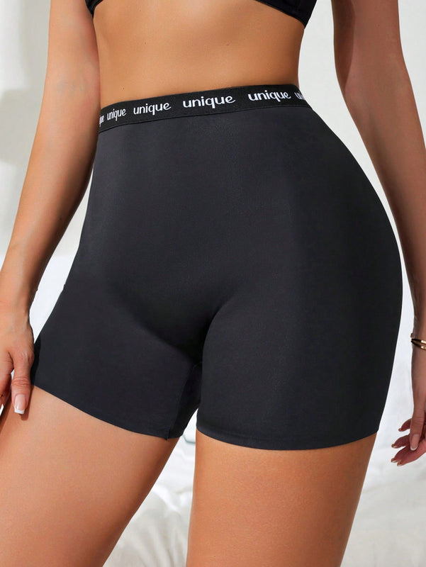 Ropa interior para mujer sin costuras, tejida y transpirable, pantalones cortos de seguridad para control abdominal y realce de gluteos con parche de letras, se vende por separado