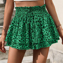 Clasi Blusa con estampado de leopardo para mujer con dobladillo de volantes, ideal para combinar con pantalones cortos en trajes de vacaciones (estampado aleatorio)