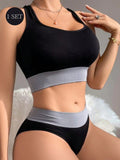 NEW Conjunto de sosten y panty negro inalambrico para mujer, comodo y transpirable, alta elasticidad, adecuado para uso diario