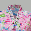 LUNE Blusa informal sin mangas de verano con estampado floral rosa y ribete de volantes para mujeres