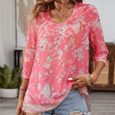 VCAY Camisa informal con estampado floral y cuello en V para el verano