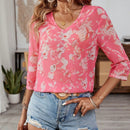 VCAY Camisa informal con estampado floral y cuello en V para el verano
