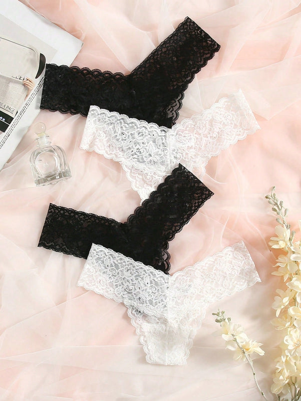 Underwear&sleepwear basics 4 paquete de lenceria de tanga de encaje floral