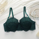 Mujeres de encaje de un solo color sujetador push-up con aros, de una pieza