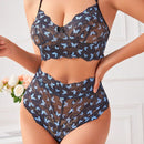 NEW Conjunto de brasier inalambrico de encaje de mariposa para mujer, 2 piezas