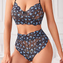 NEW Conjunto de brasier inalambrico de encaje de mariposa para mujer, 2 piezas