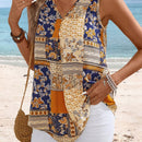 EMERY ROSE Blusa estilo casual sin mangas con cuello en V para mujeres con estilo de vacaciones