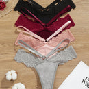 NEW Set de 4 piezas de ropa interior de tanga de encaje y cintura baja con flores