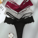 NEW Set de 4 piezas de ropa interior de tanga de encaje y cintura baja con flores