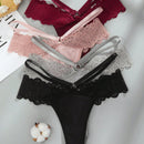NEW Set de 4 piezas de ropa interior de tanga de encaje y cintura baja con flores