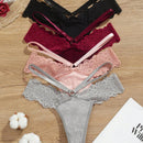 NEW Set de 4 piezas de ropa interior de tanga de encaje y cintura baja con flores