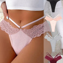 NEW Set de 4 piezas de ropa interior de tanga de encaje y cintura baja con flores