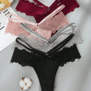 NEW Set de 4 piezas de ropa interior de tanga de encaje y cintura baja con flores