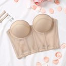 Sujetador Bandeau Con Linea De Presion De Hueso De Pescado Y Color Solido
