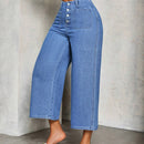 Slayr Jeans casuales de mezclilla para mujer en unicolor de verano con bolsillos y botones