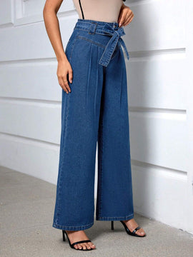Essnce Jeans anchos rectos y sueltos de cintura alta de moda para mujeres