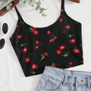 EZwear Top de tirantes corto con estampado de cereza