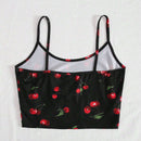 EZwear Top de tirantes corto con estampado de cereza