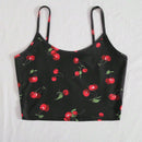 EZwear Top de tirantes corto con estampado de cereza