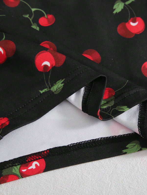 EZwear Top de tirantes corto con estampado de cereza
