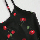 EZwear Top de tirantes corto con estampado de cereza