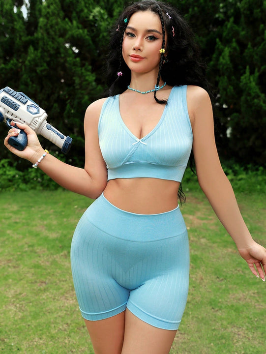 Eraneu Conjunto de 2 piezas de sostenes sin costuras inalambrico para mujer, moda